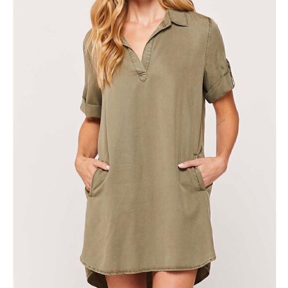 Thread & Supply Olive Green Shirt Dress Size Small - Picture 1 of 10